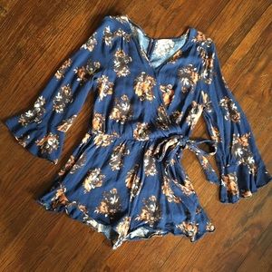 Bell Sleeve Floral Bohemian Romper